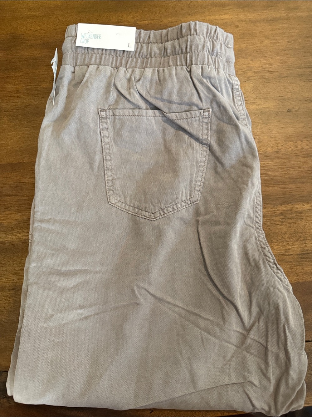 Maurices Taupe Cropped Elastic-Waist Ankle Pants
